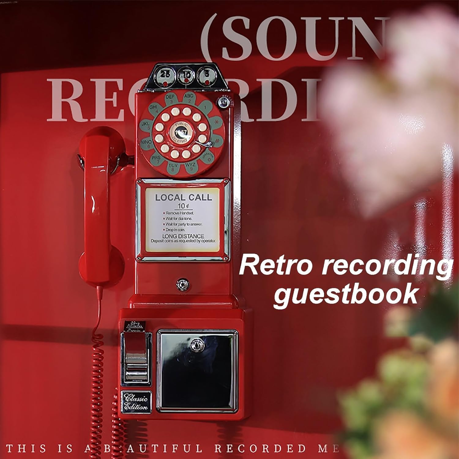 Audio Gästebuch Vintage Audio Gästebuch Hochzeit Telefon Retro 1960er Jahre Stil Vintage Audio Gästebuch Benutzerdefinierte Audio Nachrichten mit Audio Gästebuch für Hochzeit