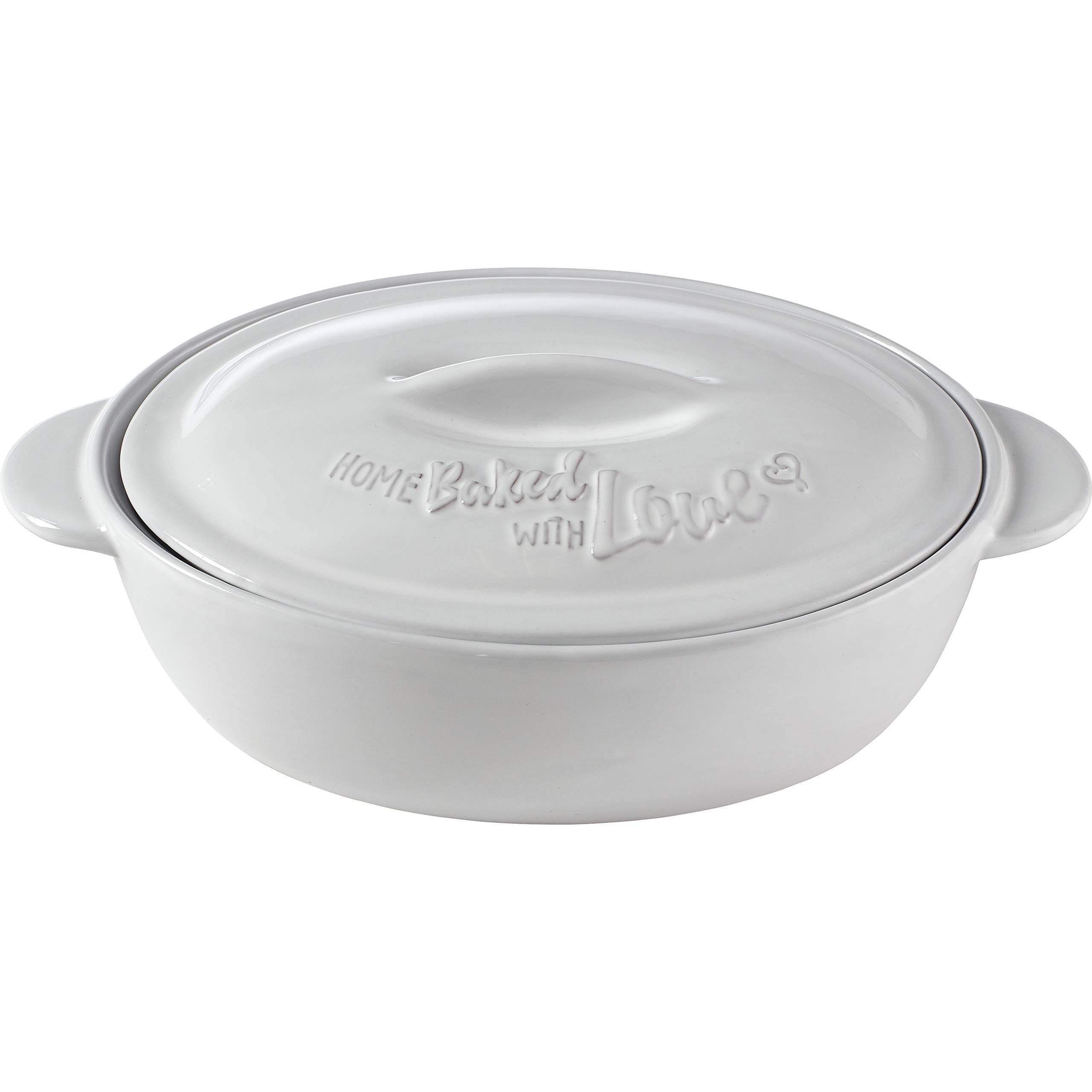 Plat de cuisson Precious Moments 189904 en céramique blanc crème avec couvercle
