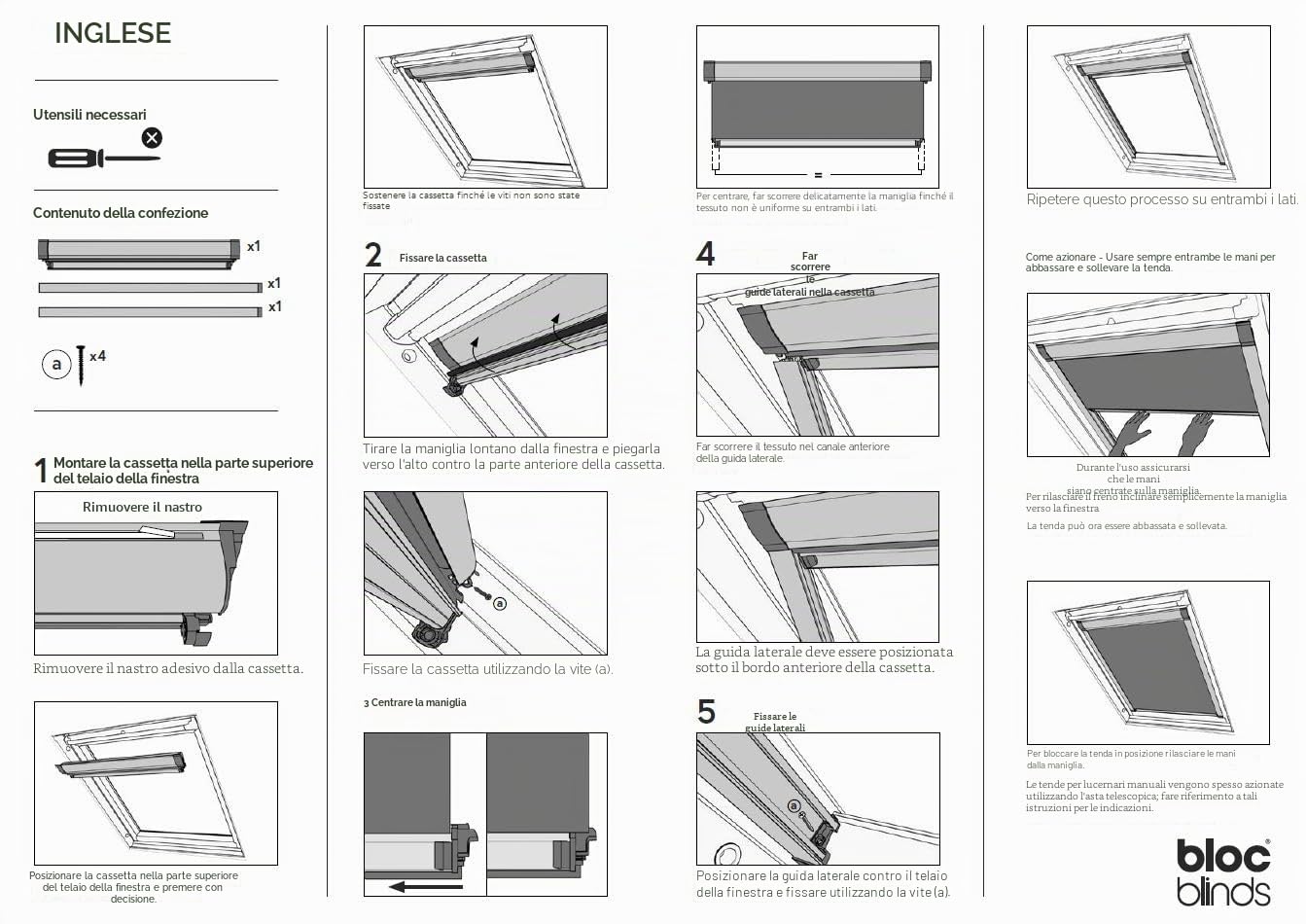 Bloc Skylight Blind Tenda Oscurante per lucernari Velux, Colore Bianco, CK04