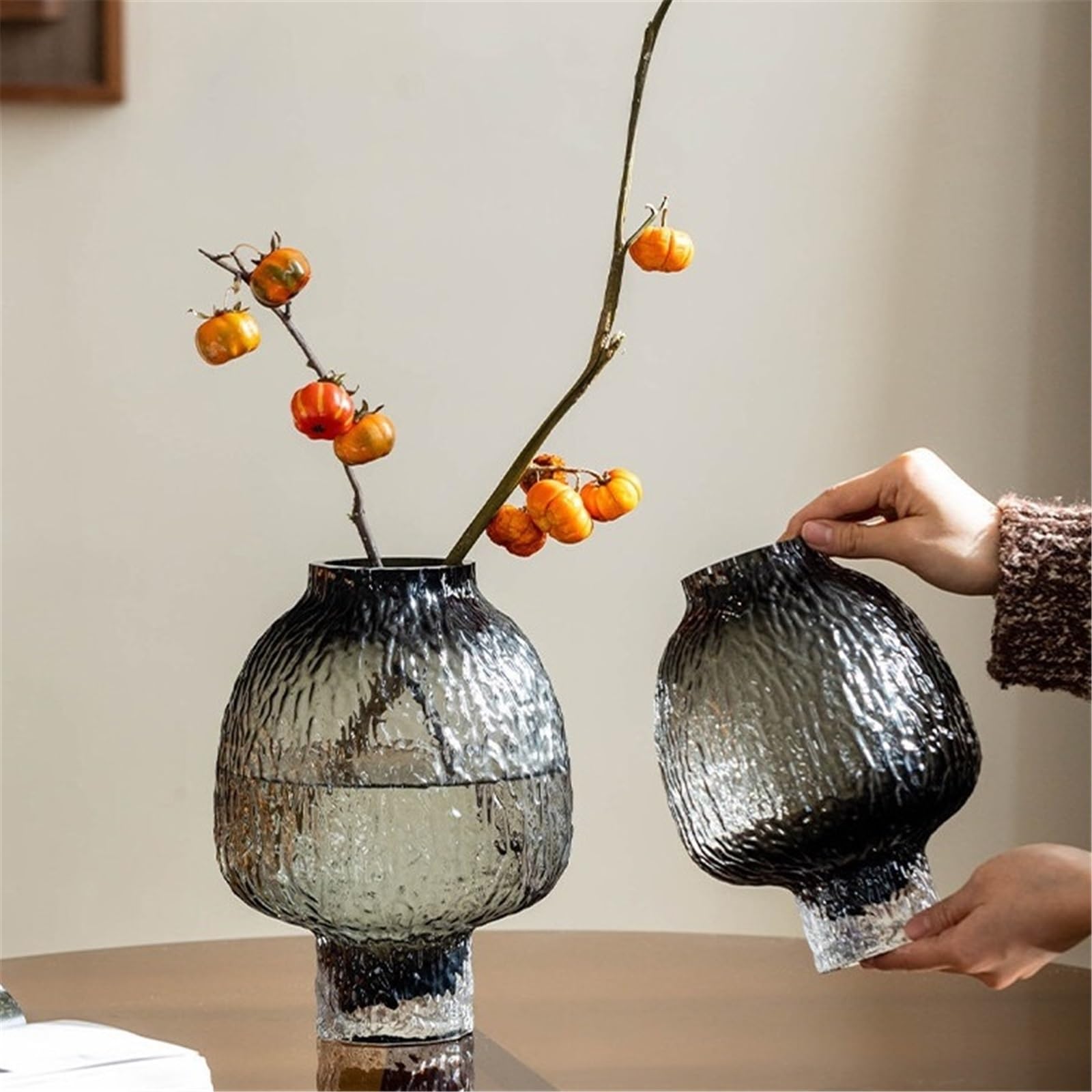 Decorativo Decorazione vaso in vetro trasparente di lusso leggero(Piccolo)