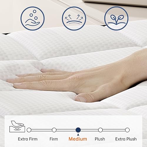 Miniatura 3 de Colchón King híbrido tamaño King de 12 pulgadas, espuma viscoelástica de firmeza media y resortes embolsados, soporte de borde fuerte de 3 bobinas,