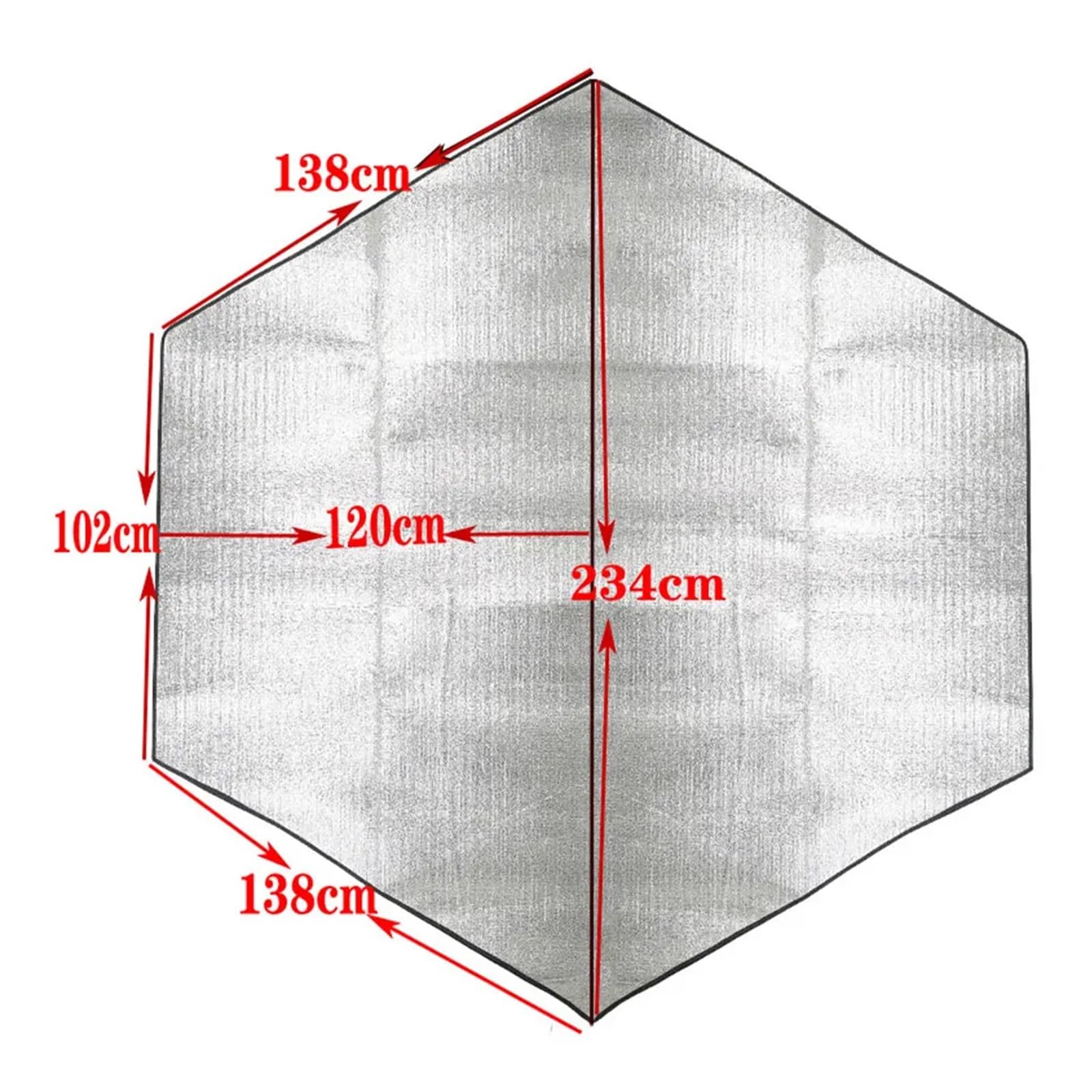 Mata kempingowa z folii aluminiowej, Aluminiowa sześciokątna mata kempingowa srebrna 240x240cm -Proof