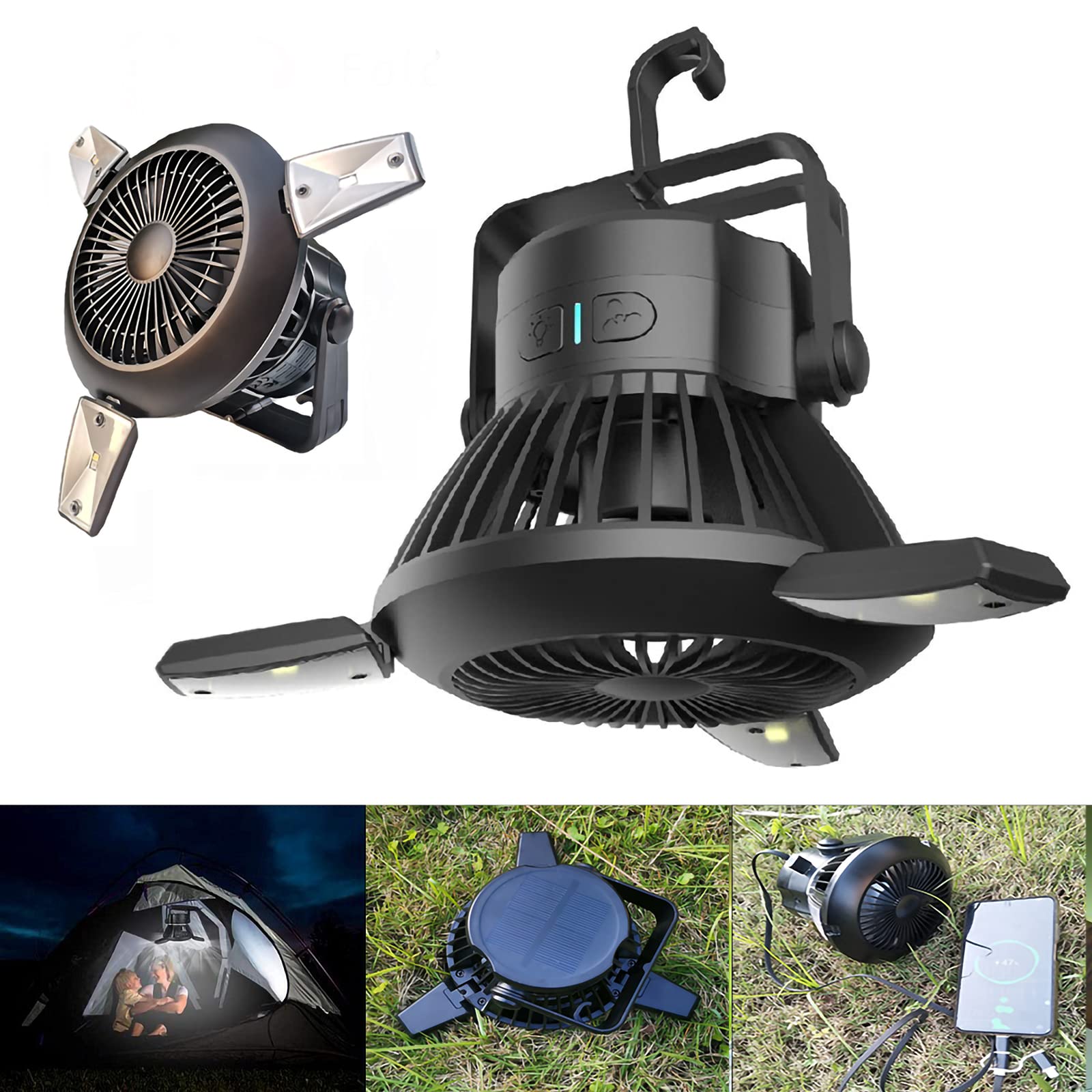 Przenośny wodoodporny namiot podróżny, 2-osobowy namiot rodzinny z wentylatorem solarnym USB Campilight, automatyczny rozkładany namiot zewnętrzny Campitent 2, oddychający ekran przeciw koma