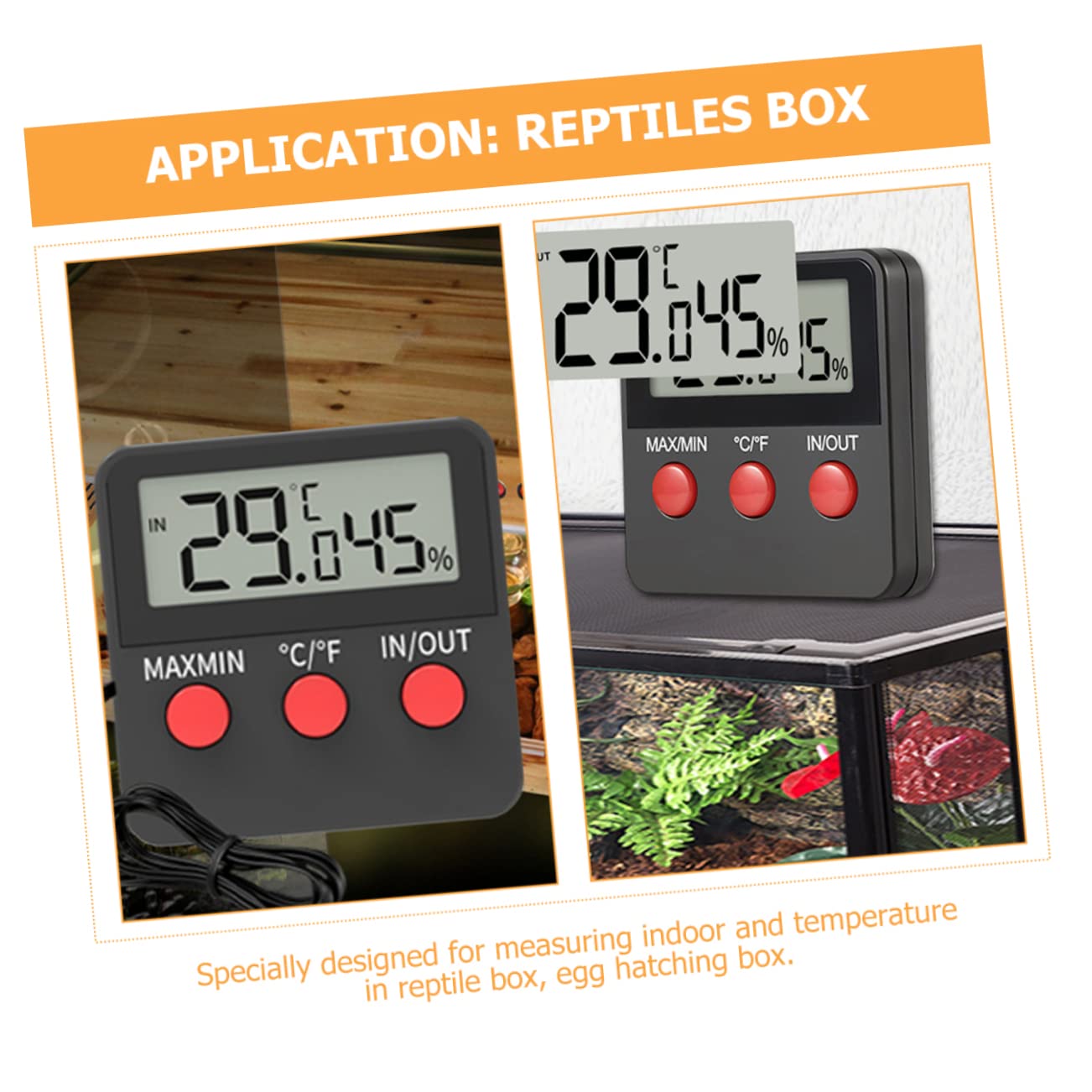 4juegos Digital y Higrómetro De Precisión Para Terrario De Medición De Temperatura y Humedad Para Reptiles Tortugas y Incubadoras De Huevos Pantalla y Fácil Lectura