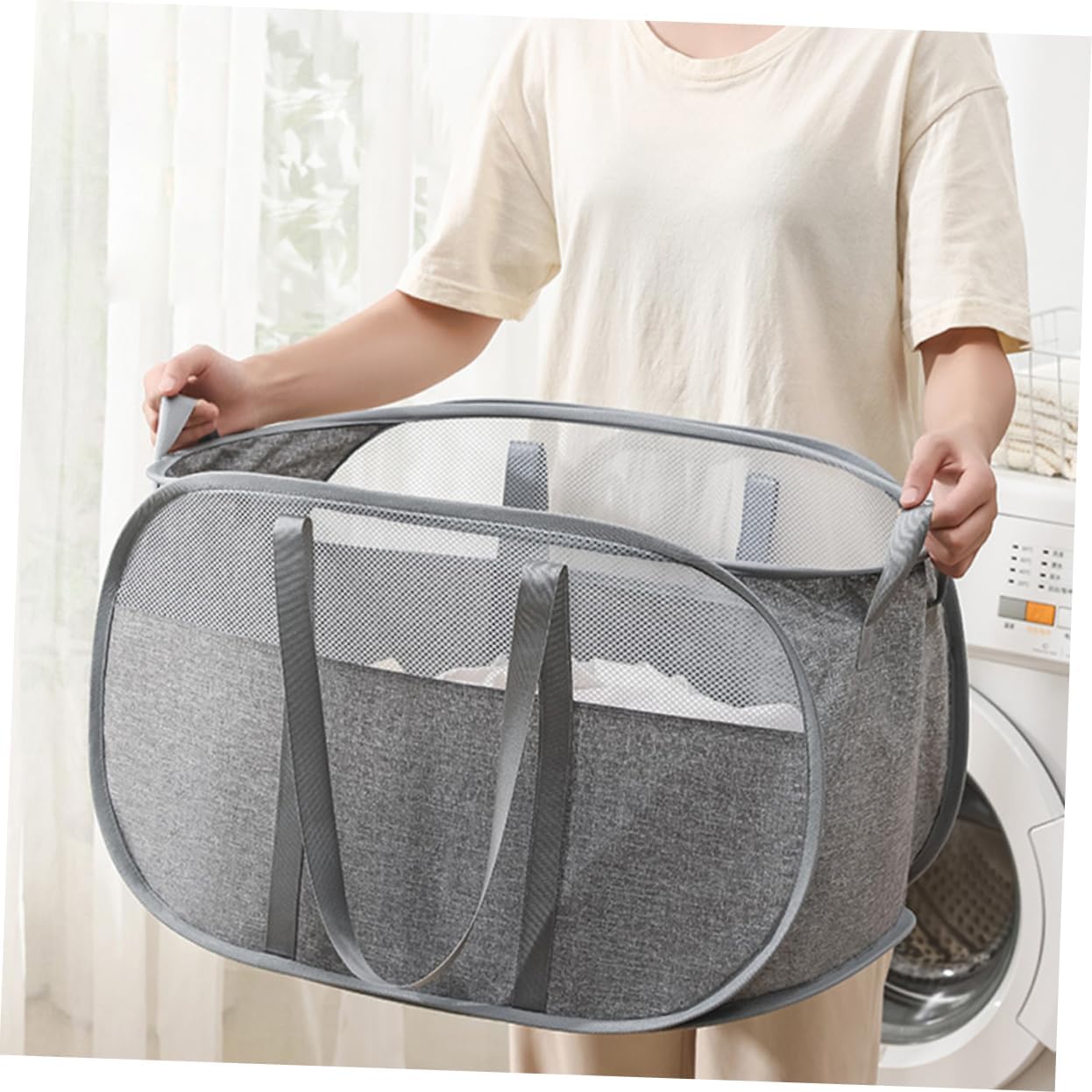Hemobllo Dorm Laundry Basket Wheels Foldable Laundy Bag Fabric Storage Pouch Large Capacity Hamper