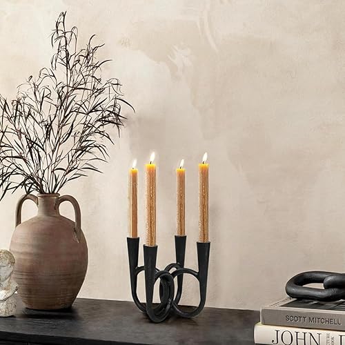 Miniatura 2 de Portavelas cónicos de hierro negro, soportes decorativos de metal para bodas, mesa de comedor, decoración del hogar, candelabros de hierro fundido