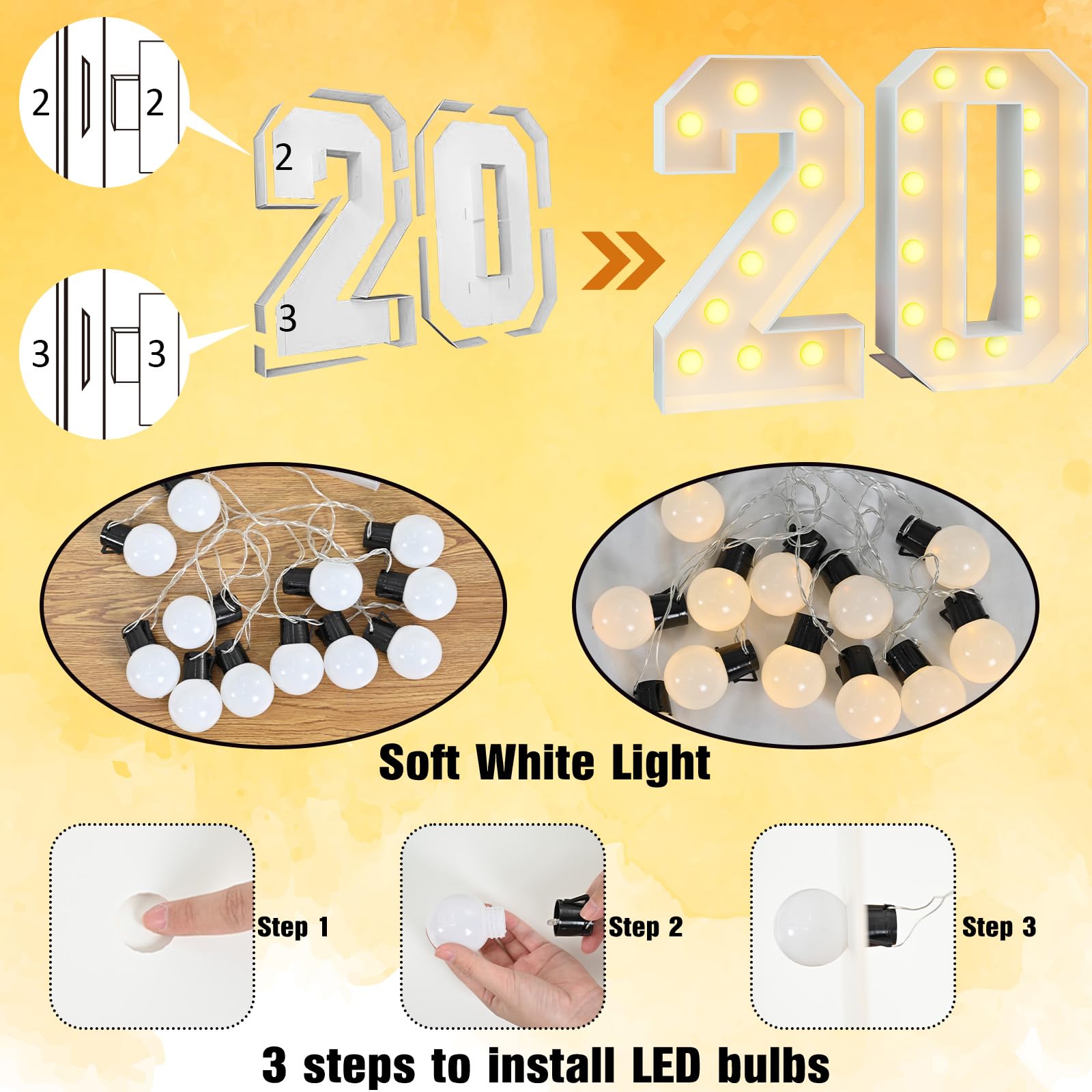 Snapklik.com : Light Up Number 20 White Marquee 4ft Numbers