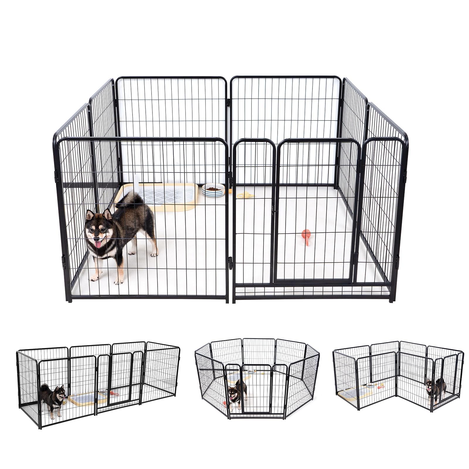 ジャクティーページです。ペットサークル　高さ80cm 8枚 Amazon | KIRATAKU ペットサークル 中大型犬用 スチール製 犬 ケージ