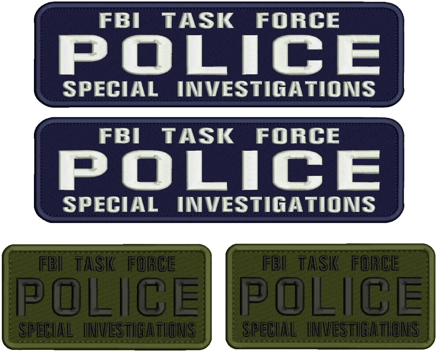 Special Patches for Velcro Patches for Uniform for F B I T F Police S I EMB Patches 3X11 & 3X6 Hook ON Back Navy an OD & White/BLK Model-Q-X988-4639