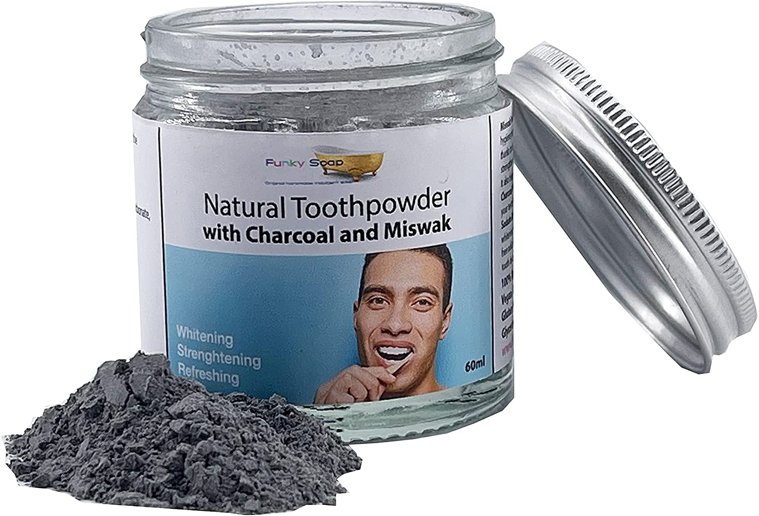 Handcrafted Charcoal and Miswak Natural Tooth Powder, 60ml