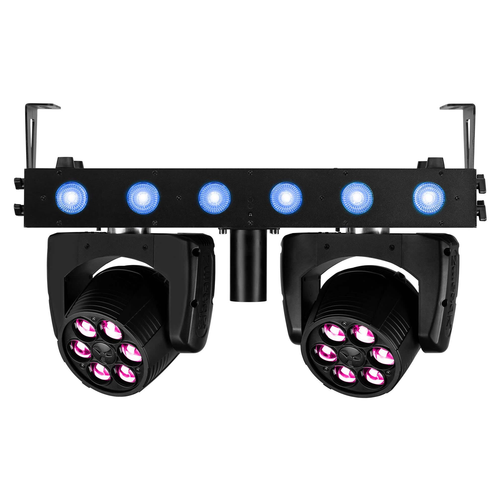 BeamZ Fuze Twin Wash Moving Head Bar, 2x RGBW LED Moving Heads + LED Bar, Lichtorgel Musikgesteuert, DMX, Zoomfunktion, Bühnenlicht für DJ, Events, Club & Live-Auftritte