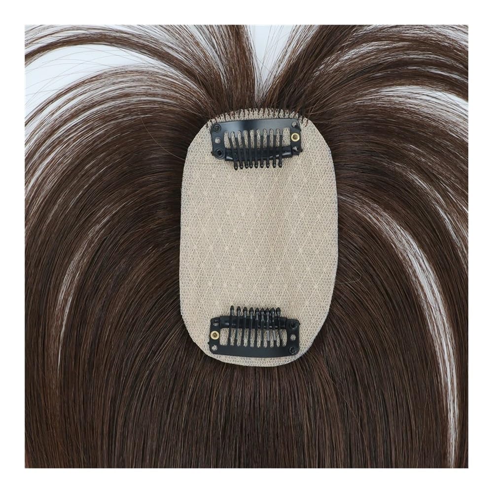 Körperpflege-Topper für Frauen, Echthaar, 360°-3D-Abdeckung, dünne Pony-Haarteile für Haarverlängerungen für Frauen,Grey_5cm×9cm-30CM