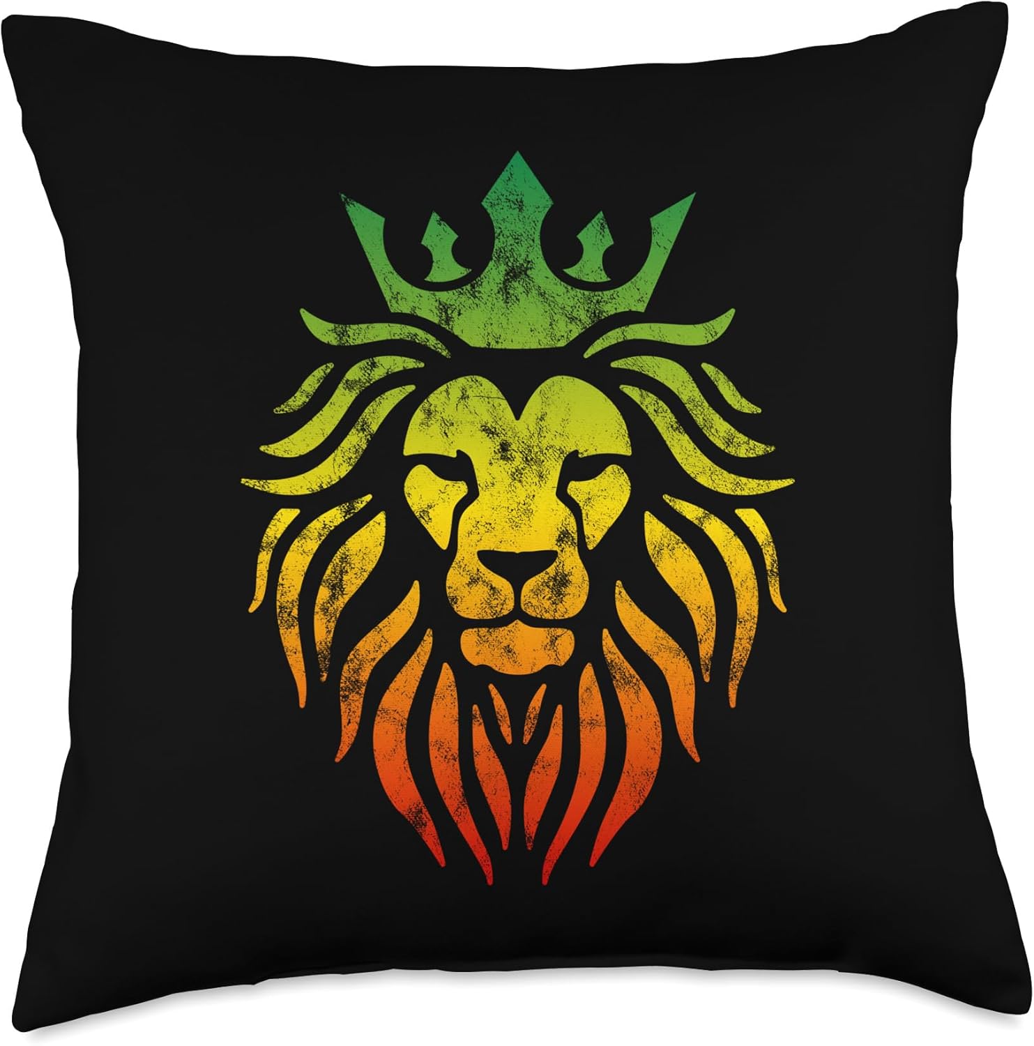 Lion Of Judah With Crown In Rastafarian Color For Reggae Fan Throw Pillow