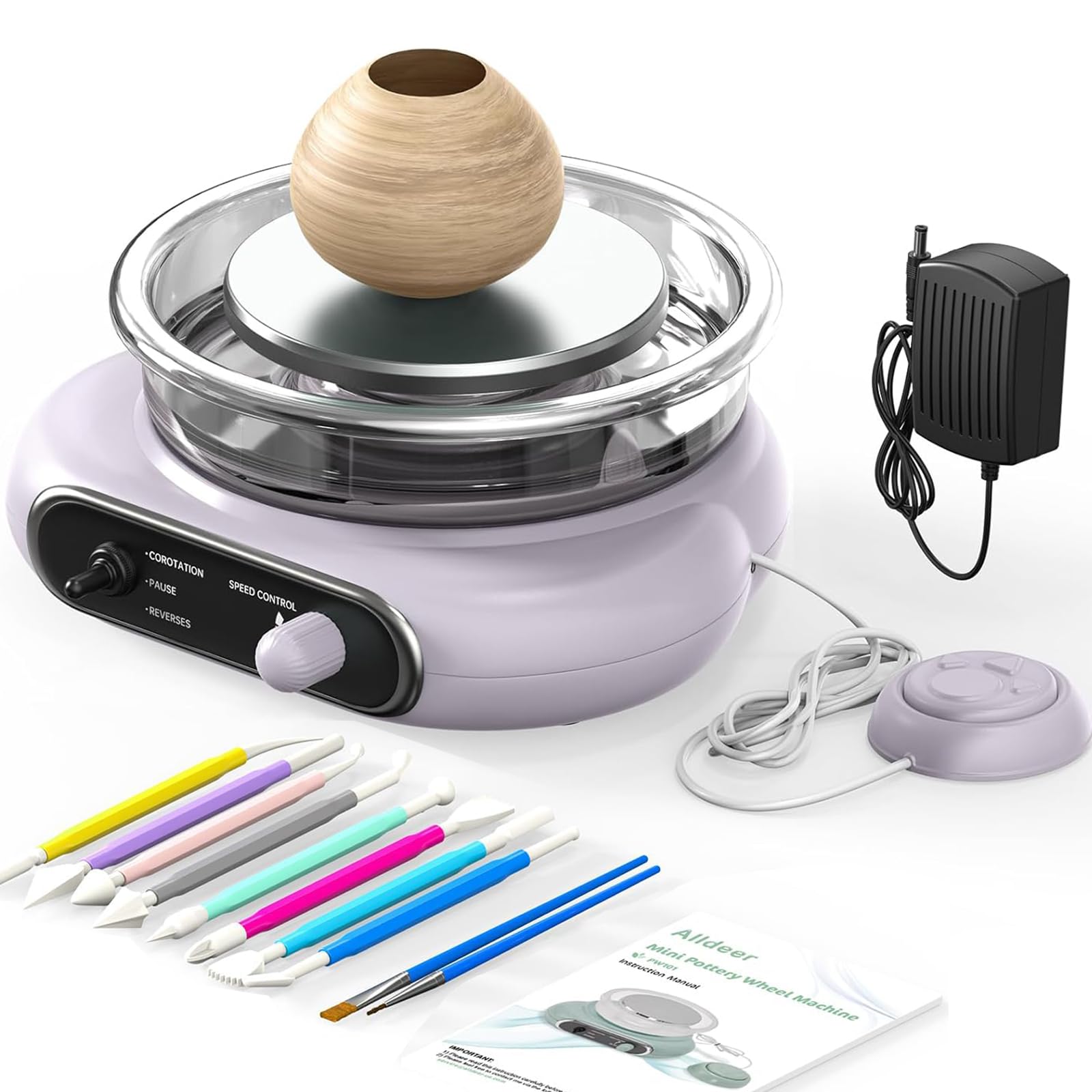 Tour de Poterie Électrique 4,7'' vert avec pédale et kit d'outils complet