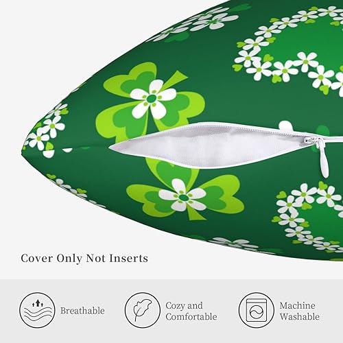 Miniatura 6 de Aitukang Juego de 2 fundas de almohada para el día de San Patricio de 18 x 18 pulgadas funda de almohada de trébol verde de la suerte funda de cojín