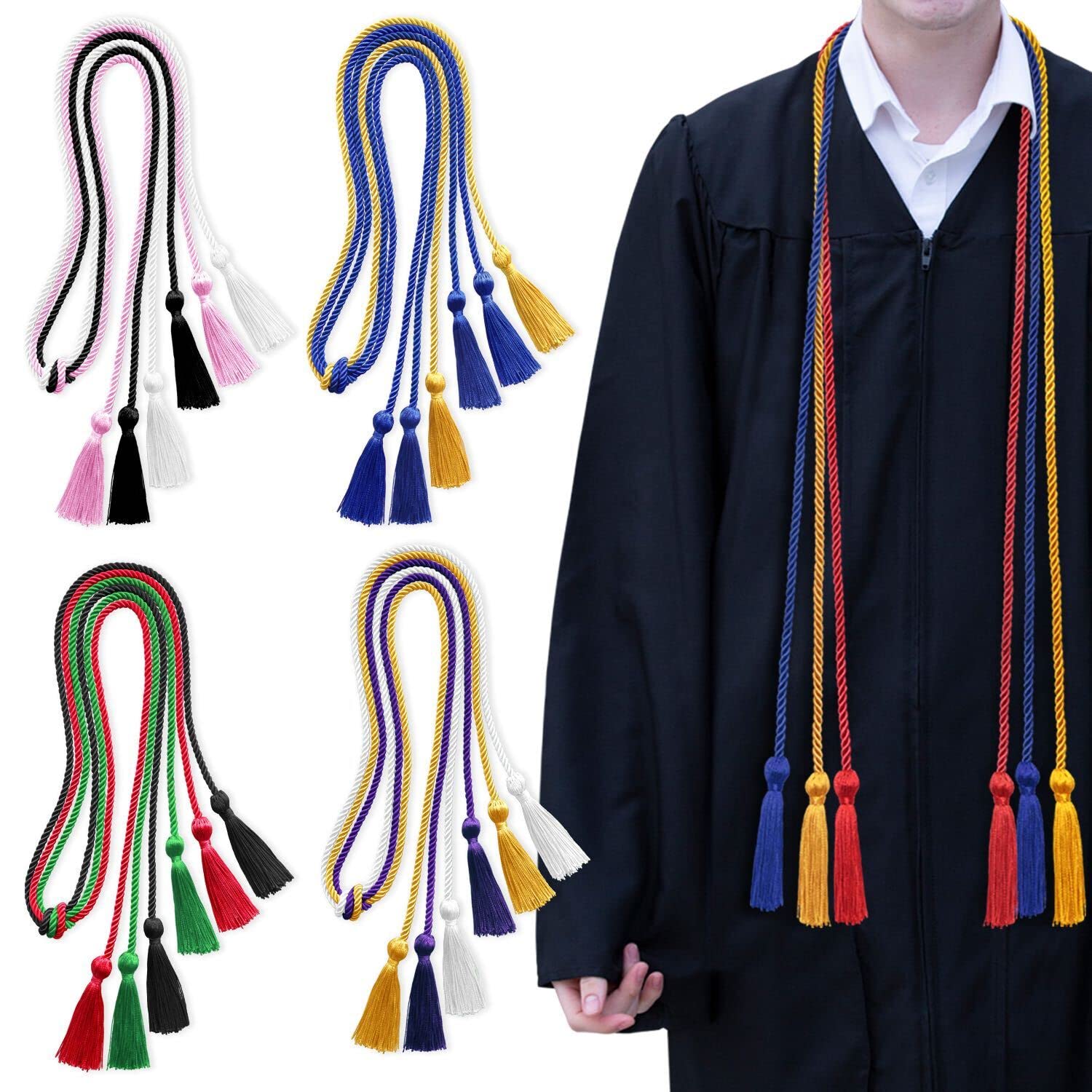 Amazon.com: Endea Graduation Custom Triple Honor Cords 63" Personalize Your Colors