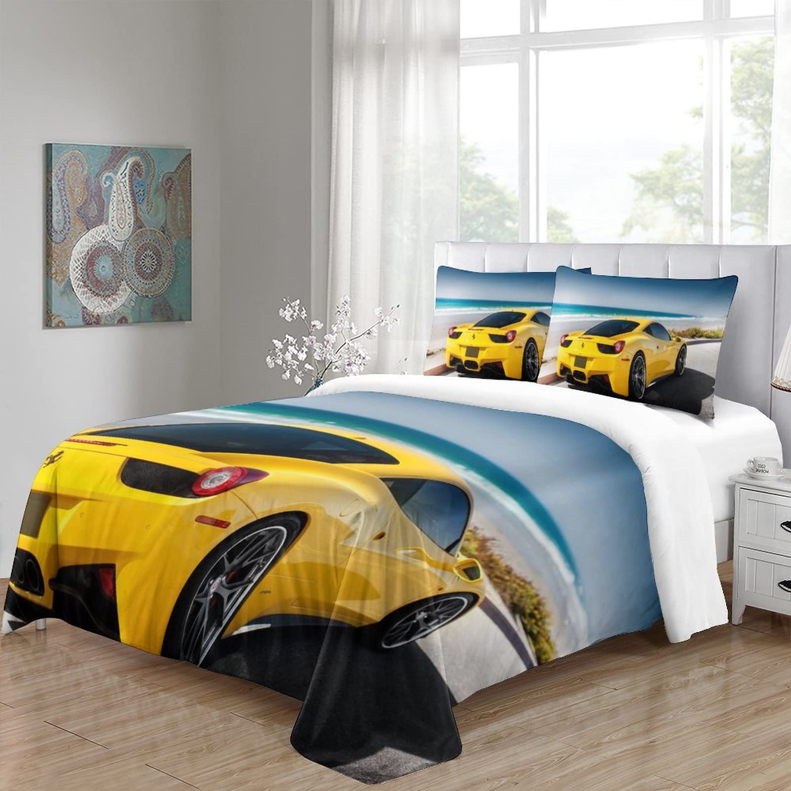 Housse De Couette Ferrari Racing | Modèle Formulaone King 220x240cm | Linge De Lit Doux, Lavable, Résistant - 12