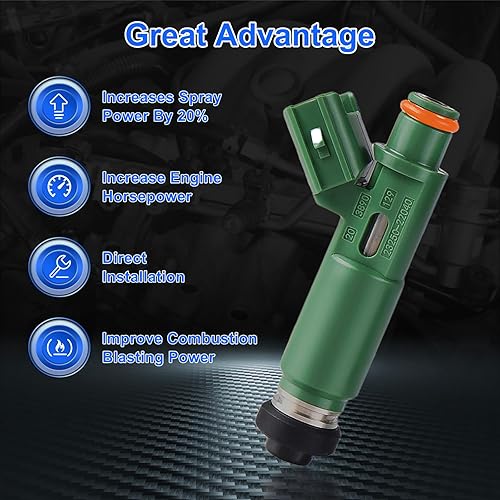 Miniatura 2 de Inyectores de combustible de 12 agujeros, 4 unidades, 1.8 L, L4 DOHC, compatible con Celica MR2 Spyder 2000-2004 Corolla 00-02 Chevy, 03-06 Vibe