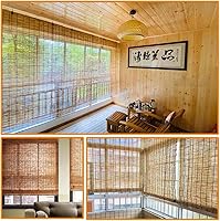 Vista 4 de Persianas enrollables de caña para exteriores, cortinas de bambú, persianas de bambú con levantador, persianas enrollables romanas para patio