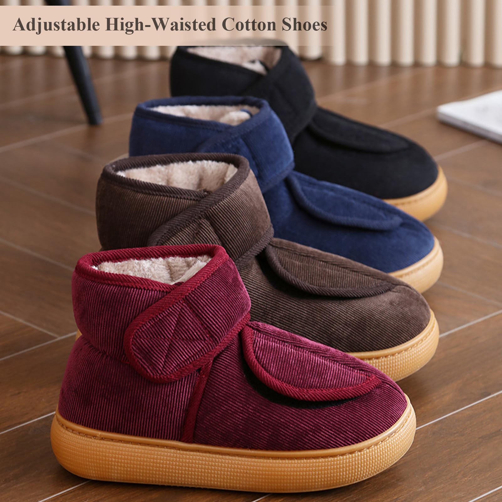 Bottes de Neige Femme Hommes Hiver Chaude Peluche Fourrés Chaussons Antidérapant Pantoufles Bottines Chaussures à enfiler for Personnes âgées