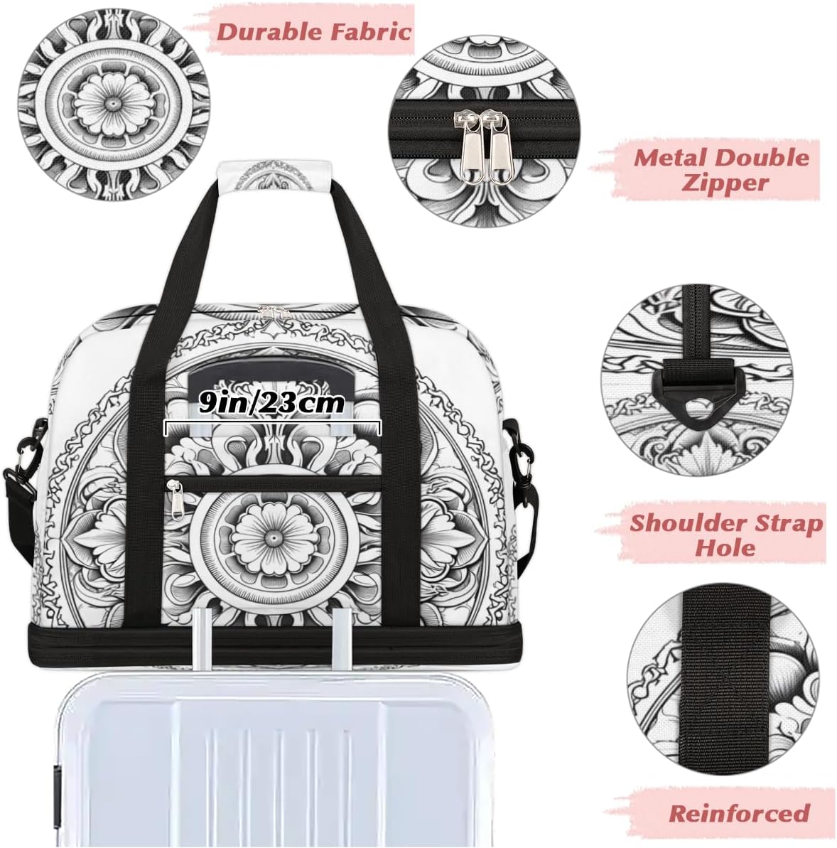 QsirBC African Interesting Theme Gym Bag for Women Duffle Tote with Shoes Compartment Men Weekender Duffel for Dance Travel Sports Swimming Overnight