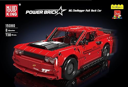 Miniatura 7 de Mould King Technic Dodge Challenger SRT Hellcat Super Car Models Juguetes de construcción, coches de juguete de tracción 15080 modelos de kits de