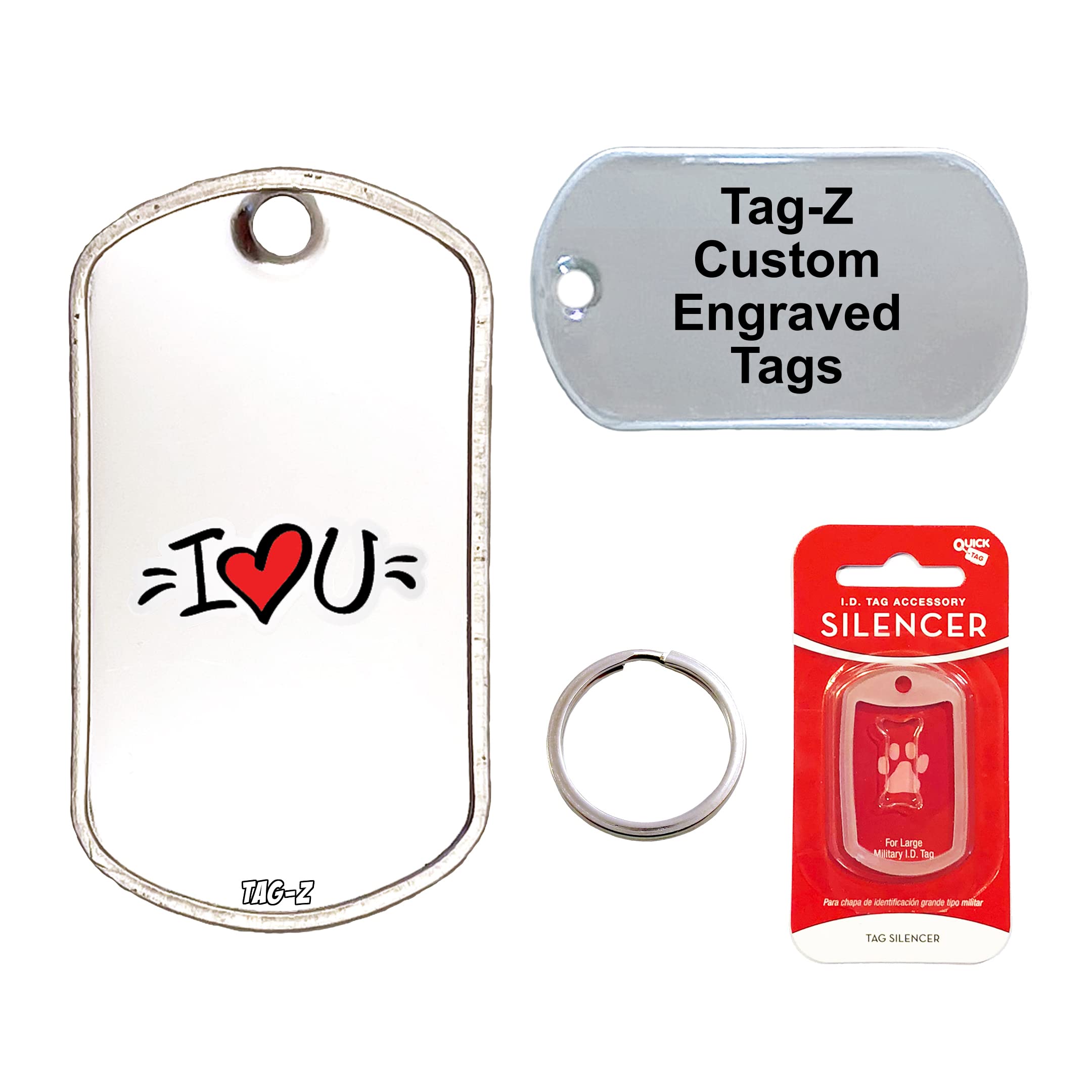 I Heart You - Customized - PET TAG - Military Shape - Tag-Z Dog Tags