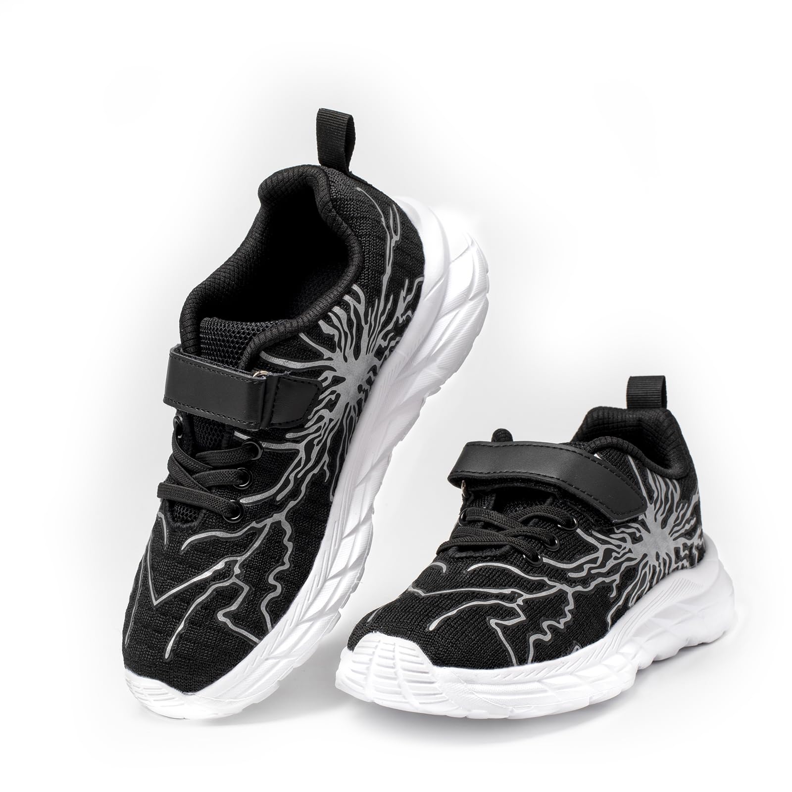 Quanen Electronic Jungen Turnschuhe Blitz Design Atmungsaktive Sportschuhe mit Klettverschluss Leichte Hallenschuhe für Schule Kindergarten Sneaker28-39EU
