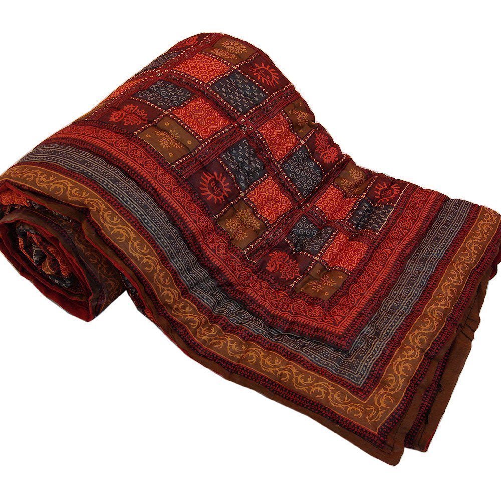 Namaste India Jaipuri Print Cotton Double Bed Razai Quilt (Blue)-image-13