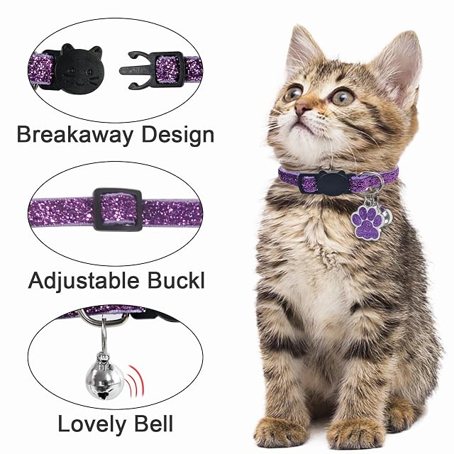 Foto 3 de 7 de Uiopa Collar para Gatos Personalizado, Collar Gato con Placas para Perros Grabadas