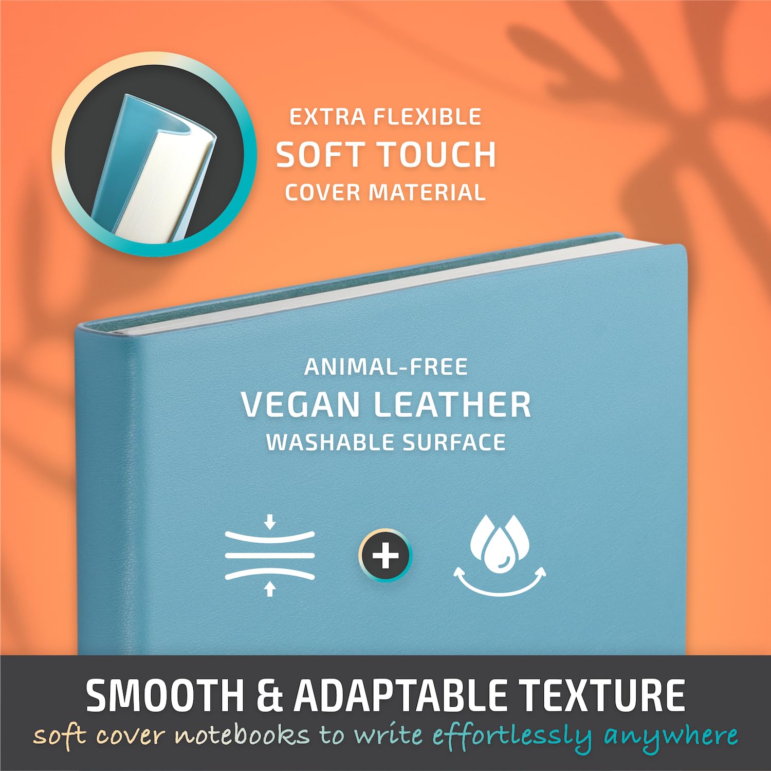 A5-Notizbuch, weicher Einband, liniert, mittelgroßes Softcover-Notizbuch, veganes Leder, Tagebücher für Männer und Frauen, liniert, dickes Papier, flexibles Junk-Tagebuch, 256 Seiten