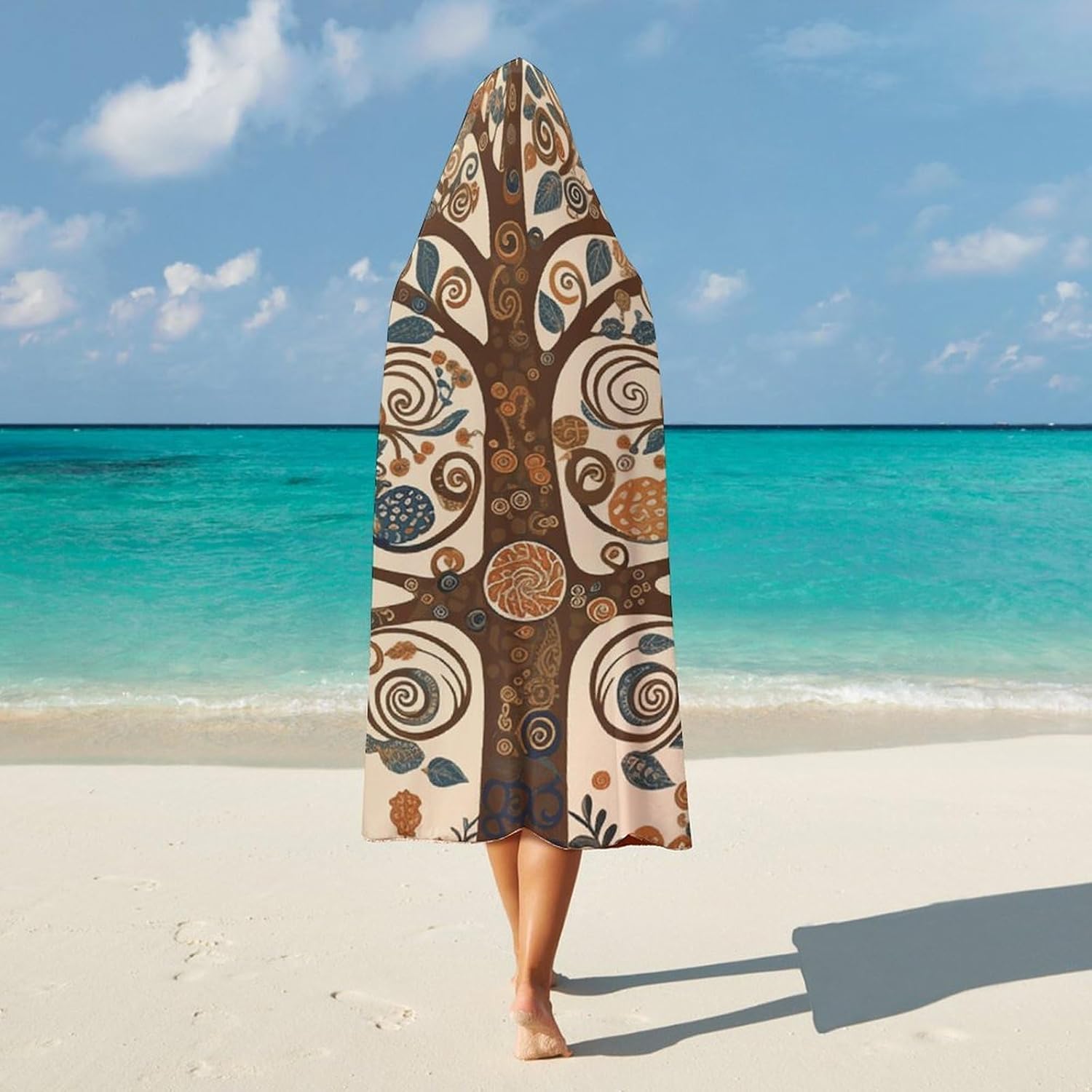 Tree of Life Wearable Hooded Blanket, Ultra Soft Arctic Velvet Cape Cloak Unisex - Cozy Wearable Blanket