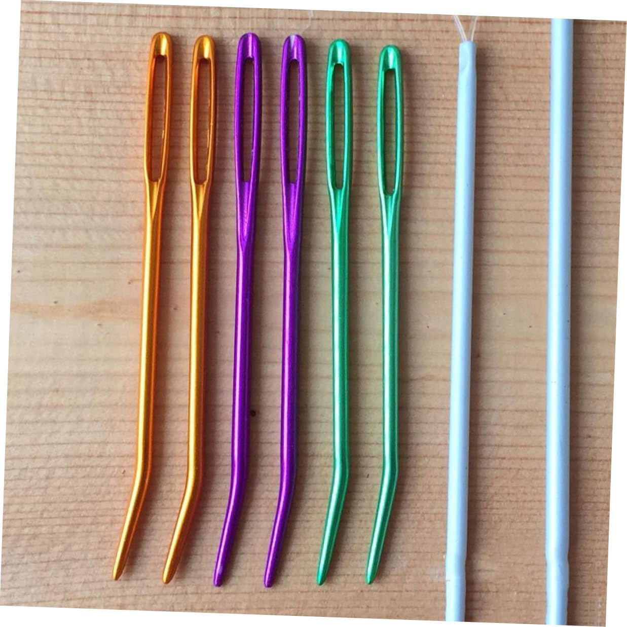 Amosfun 12 Pcs Multi-Function Aluminum Darning Needles Safety Sewing Needles Portable Yarn for Professional Hand Sewing and Knitting Crafts Random Color