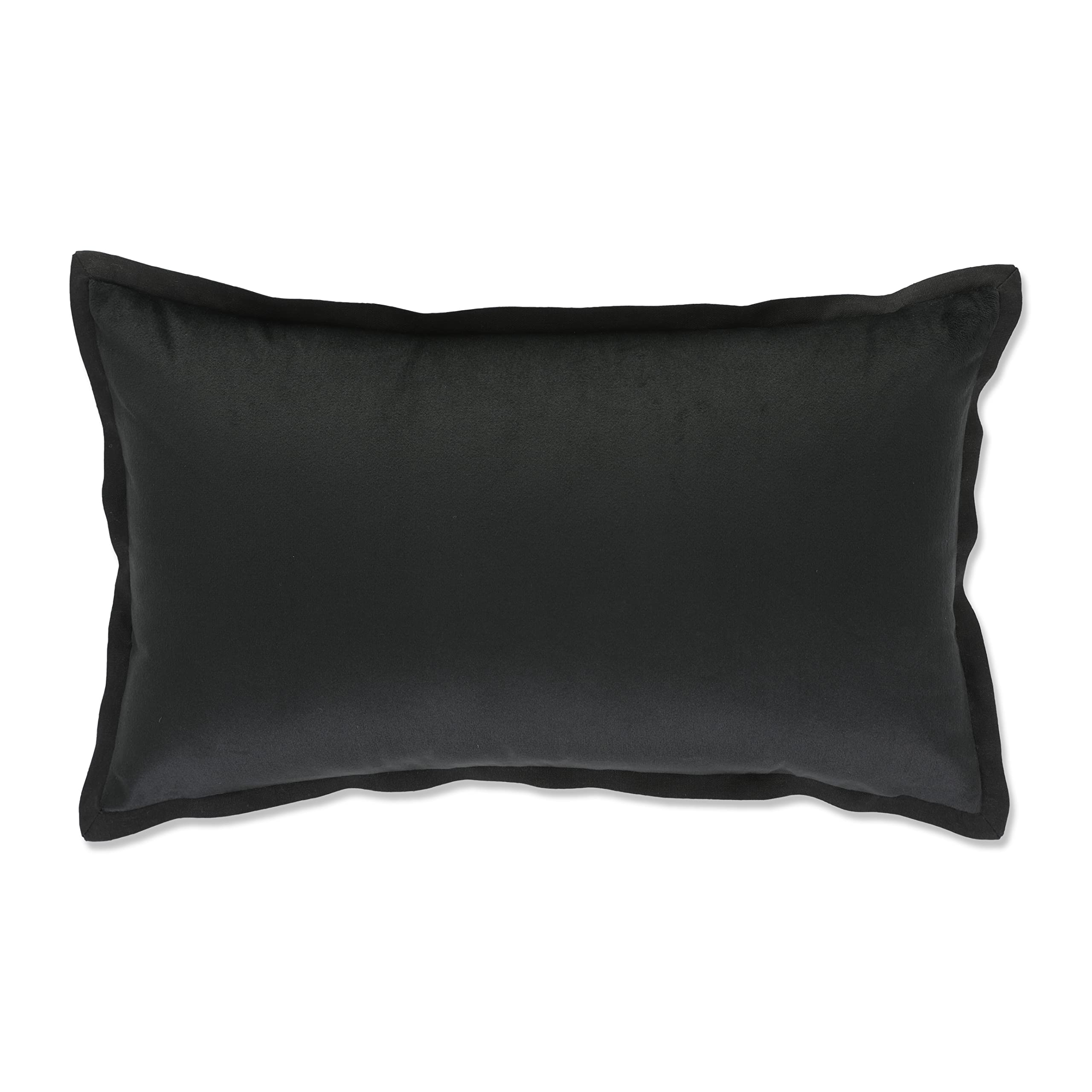 Pillow Perfect Indoor Velvet Collection Lumbar Pillow, 12" x 20", Black