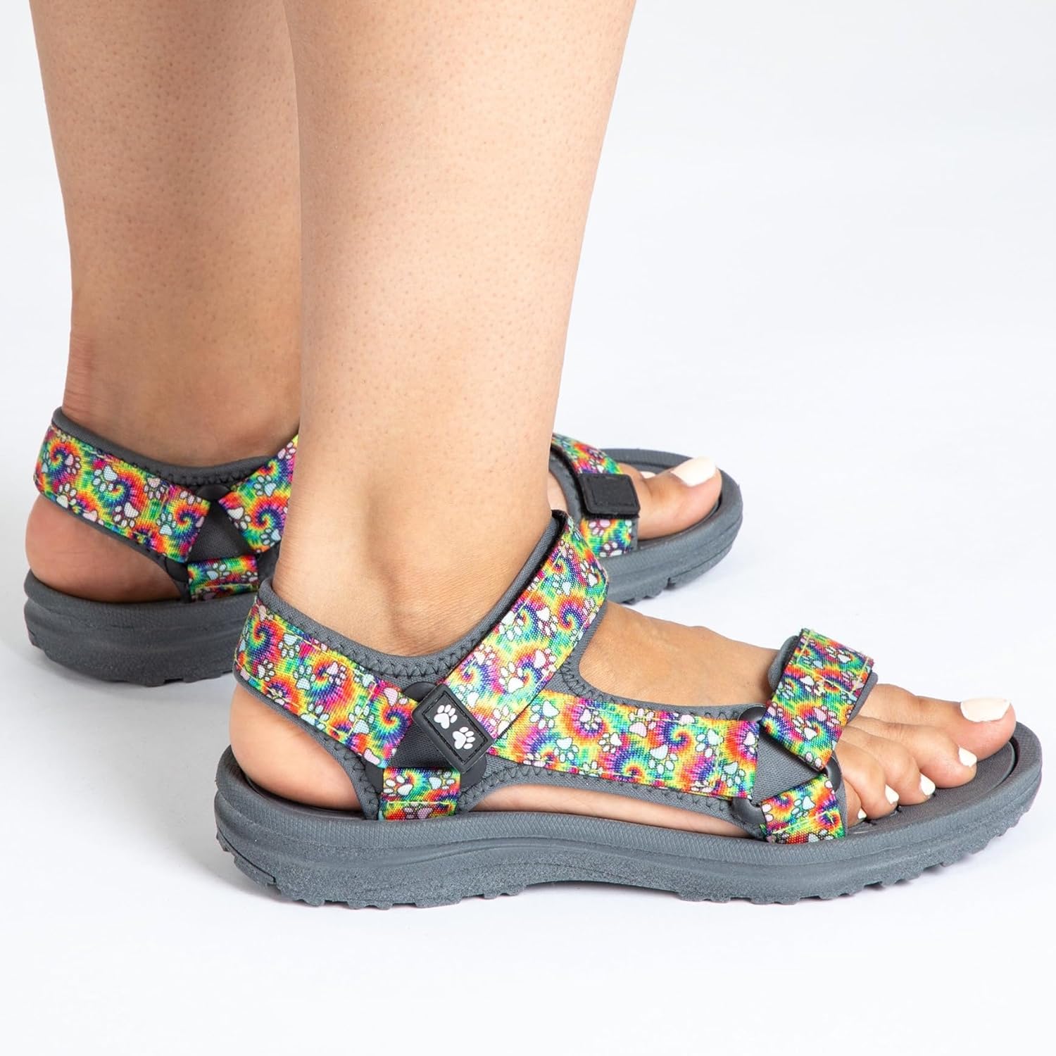 GreaterGood Walking Paws River Sandals Lightweight EVA Adjustable Water Shoes Textured Insole Animal Print Design for Women Ladies