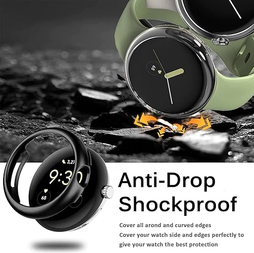 Miniatura 4 de Miimall - Carcasa protectora para Pixel Watch (2 unidades) de policarbonato duro (sin protector de pantalla), ultrafina, ligera, a prueba de golpes,