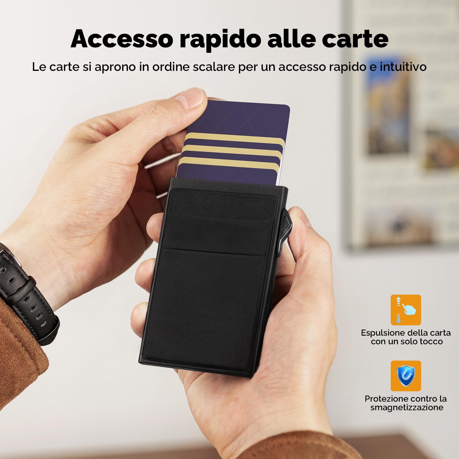 YESIIW Portafoglio Uomo Slim Piccolo | Portacarte Uomo Donna Portatessere Porta Carte Di Credito | Portafogli Mini Protezione RFID con Portamonete | Box Regalo (Nero)
