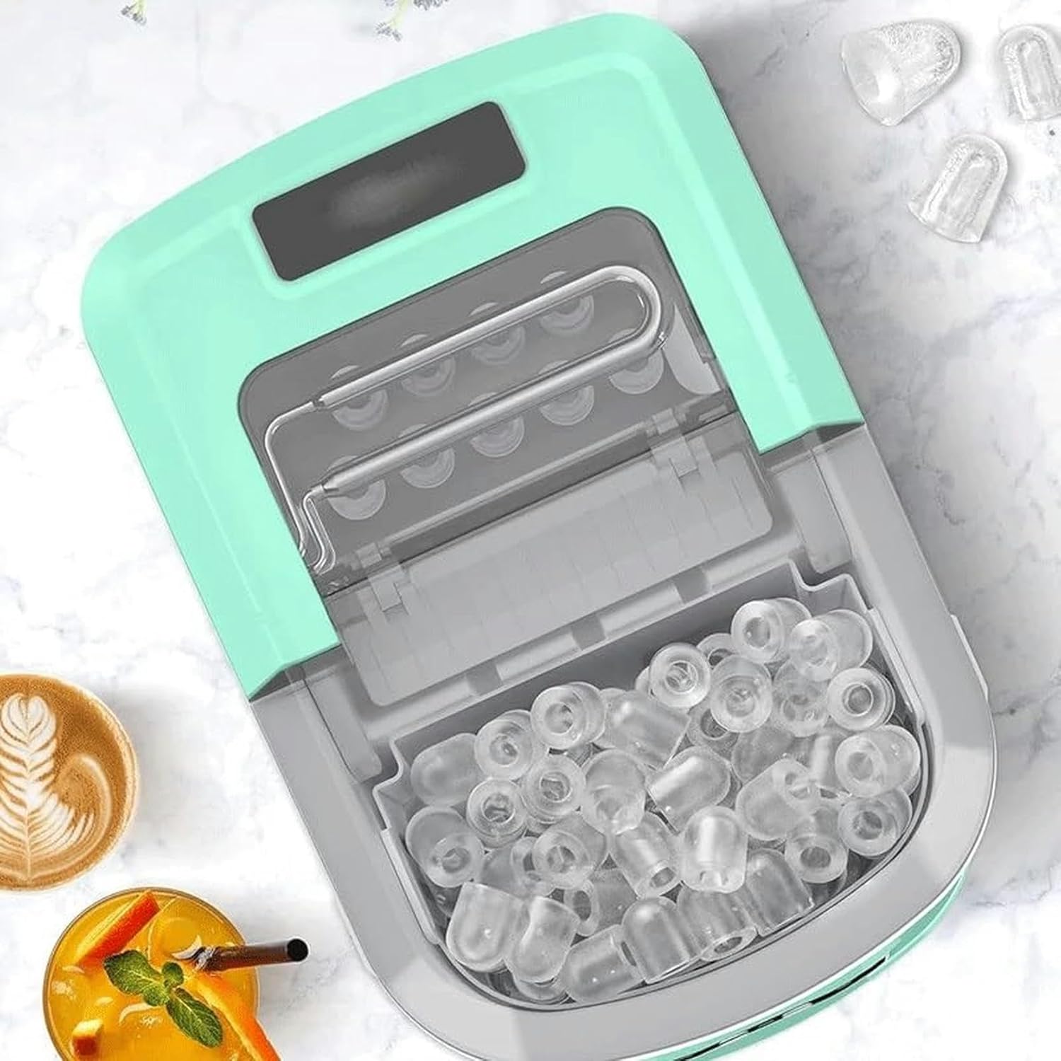 AMNOOL mdlian Ice Maker Machine Countertop 26 lbs in 24 Hours 9 Cubes Ready in 6 Mins Self-Clean Ice Maker, Gray