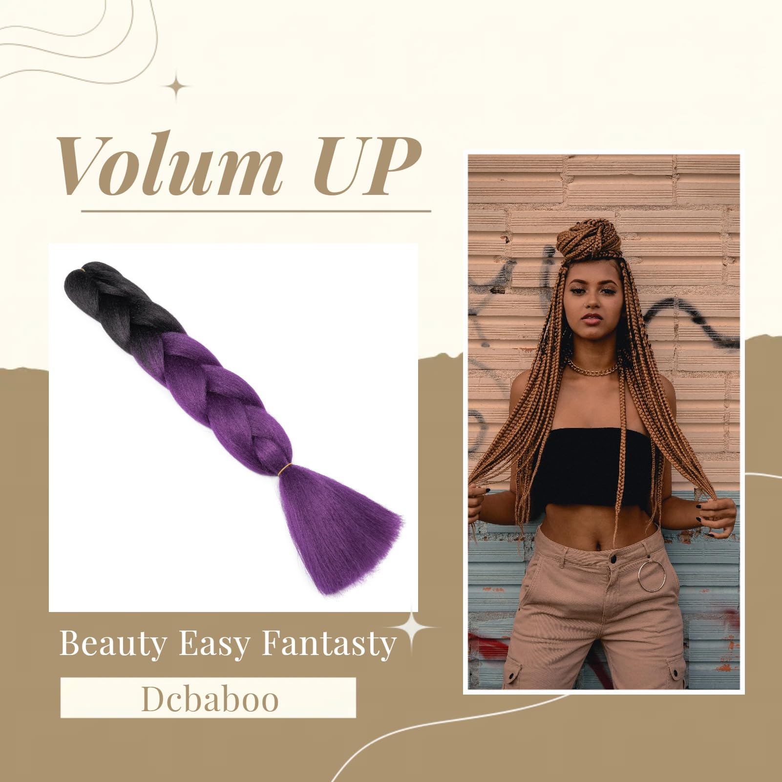 Dcbaboo Hair Extensions for Braiding Jumbo Braiding Hair Extension 1pack 24inch Synthetic Hair Kanekalon Ombre Braids Extensions Hair Afro Crochet Twist Box Braids 100g - Image 3
