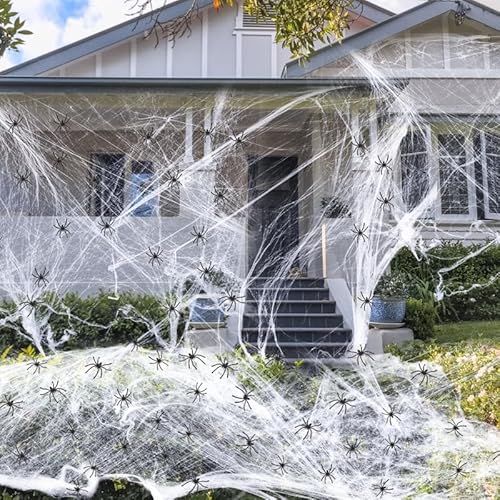 1000 sq ft Halloween Spider Webs Decorations with 120 Spiders,