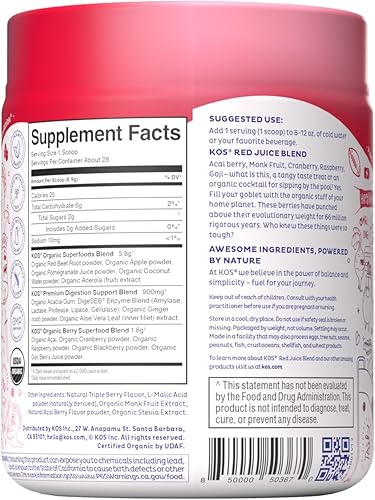 Miniatura 3 de KOS Organic Reds Jugo en polvo 44 porciones  delicioso sabor de paletas de baya de Goji  raíz de remolacha bayas de Goji Acai  potenciador de