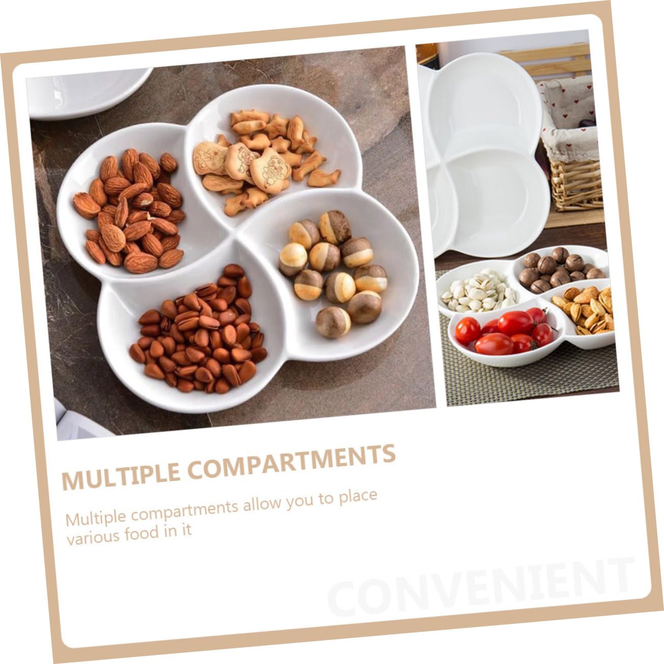 4 Plateau-Repas en Compartiments Céramique Compartimenté