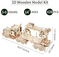 Vista 2 de Rompecabezas de madera 3D para adultos, rompecabezas mecánicos de madera con grúa de camión, kit de construcción de modelos de bricolaje, juguete