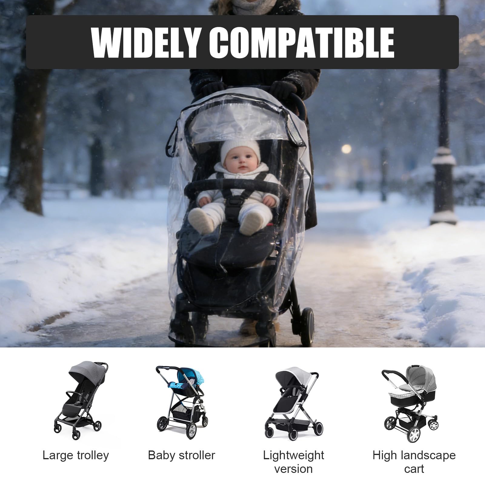 Plastico Lluvia Silla Paseo Universal,Plástico Lluvia Silla Paseo Universal,Material Ecológico de PVC Transparente y Sin Rayar - Protector Impermeable Transpirable para Lluvia, Viento