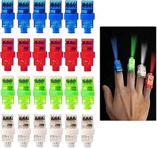 LED Dedo Luces, Juguetes de Anillos Luces de Dedos, 24 Piezas Los Niños Juguetes de Anillo, Juguetes de lluminación LED con Anillo, Pulgar Linterna Juguete, Luces de Dedos para Fiestas de Cumpleaños