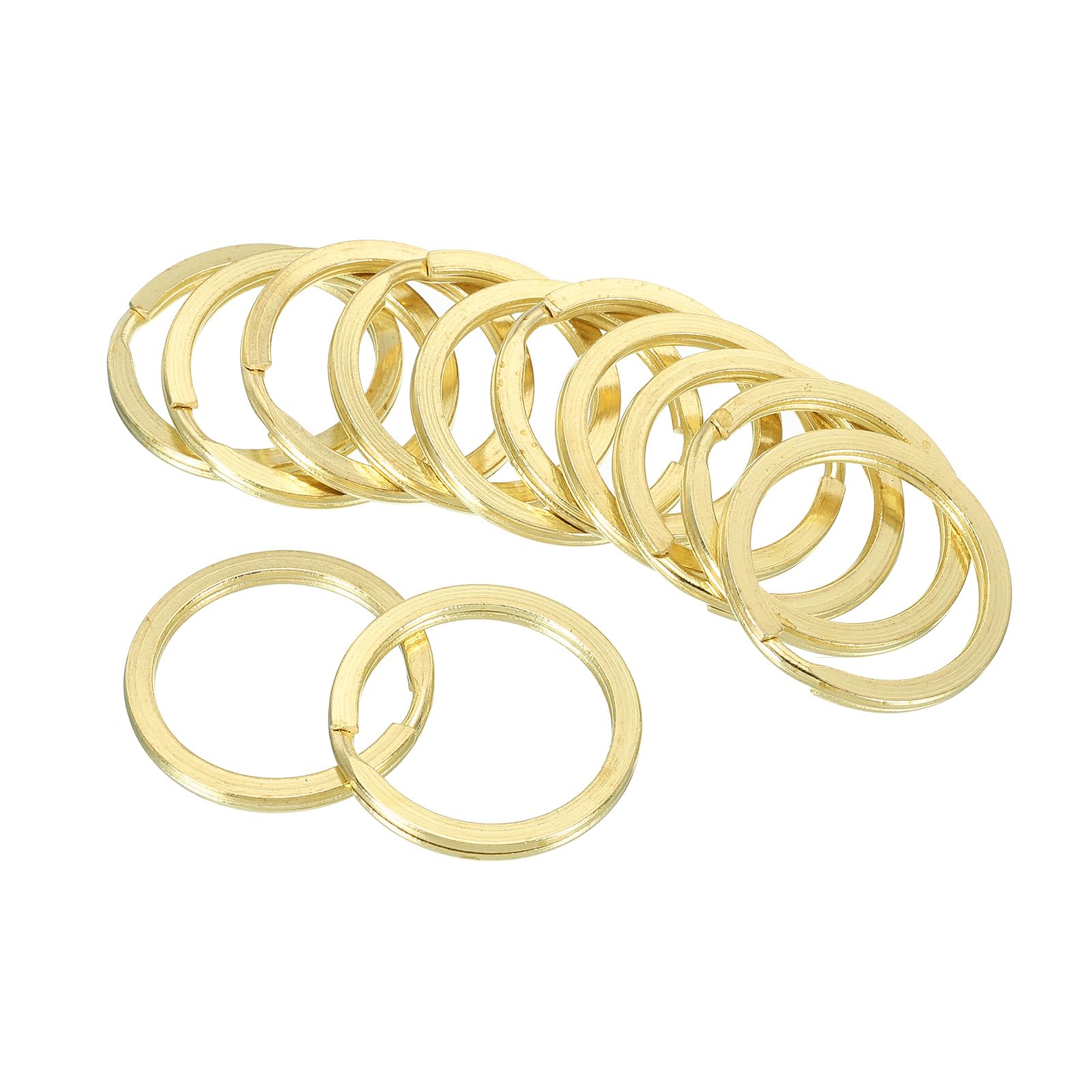PATIKIL Key Rings for Keychain, 12 Pack 35mm Dia Pure Brass O Ring Round Flat Split Key Ring Loop Buckles for Leather Craft Purse Bag