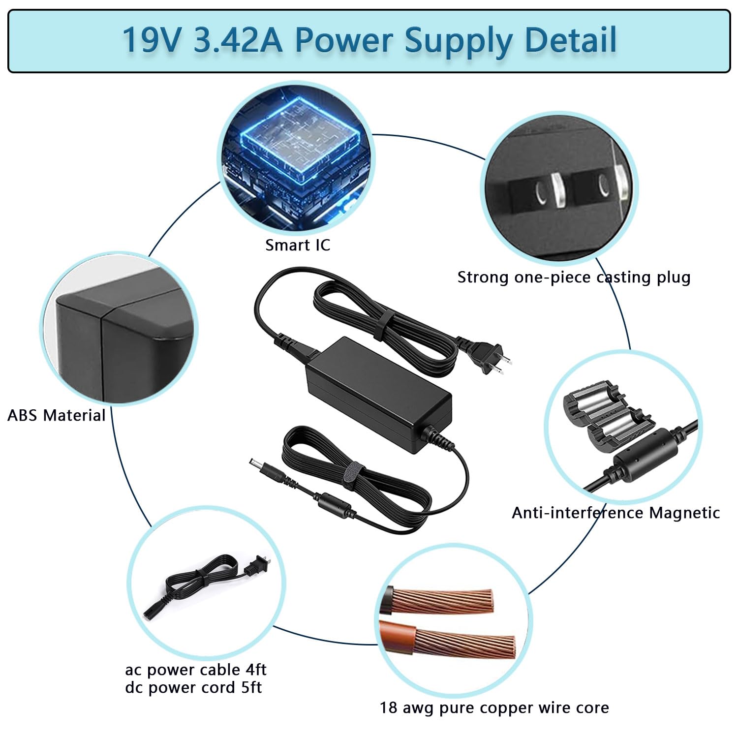 Amazon.com: DC 19V Power Cord for ASUS Monitor, for Asus 32'' 27