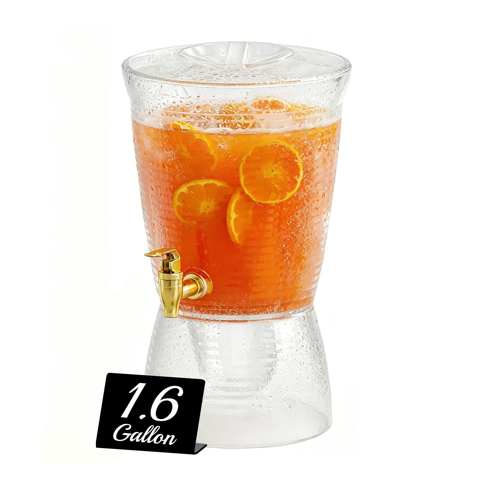 View 1 of 1 PCS 1.6 Gallon Drink dispenser,Plastic Water Dispenser with Detachable Base Iced Juice Container Unbreakable for Wedding Party, Counter Tops, No Mess, Easy to Assemble & Wash