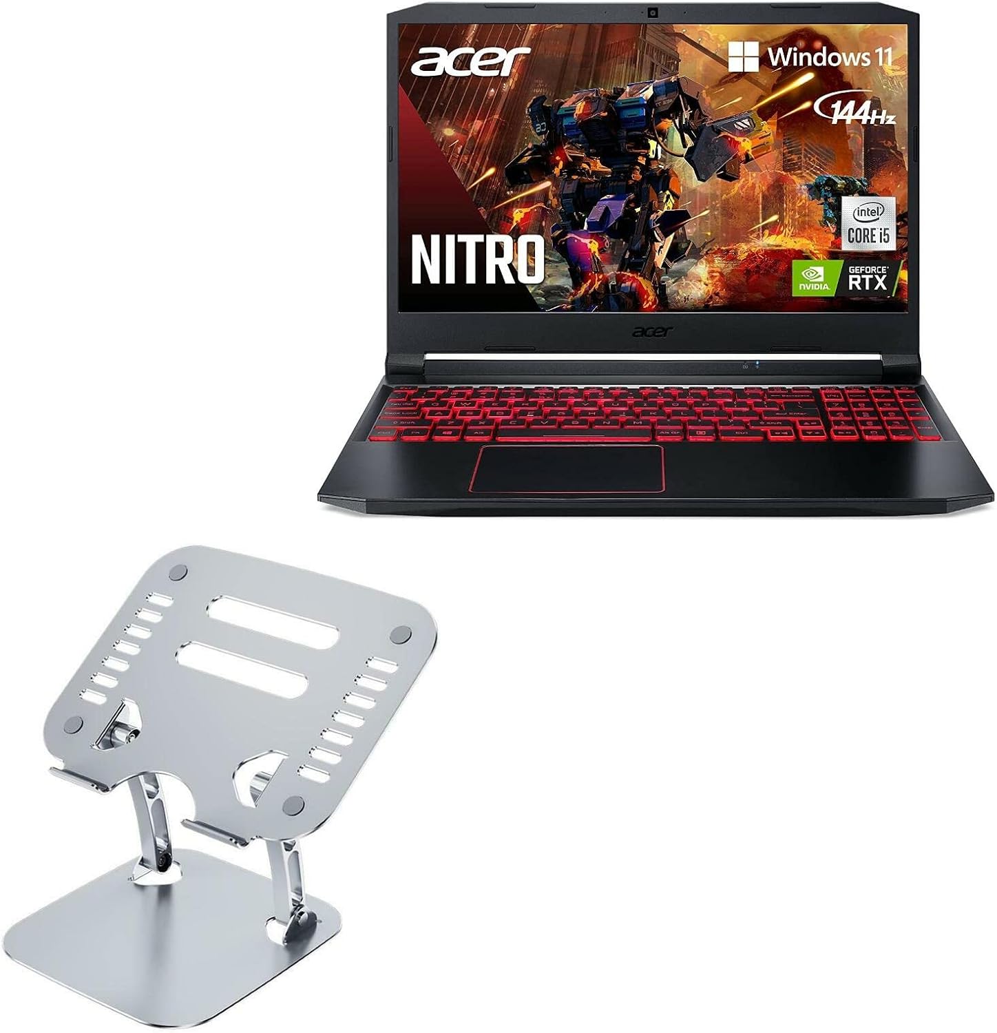 BoxWave Stand and Mount Compatible with Acer Nitro 5 (AN515-55) - Executive VersaView Stand, Ergonomic Adjustable Viewing Angle Metallic Riser - Metallic Silver