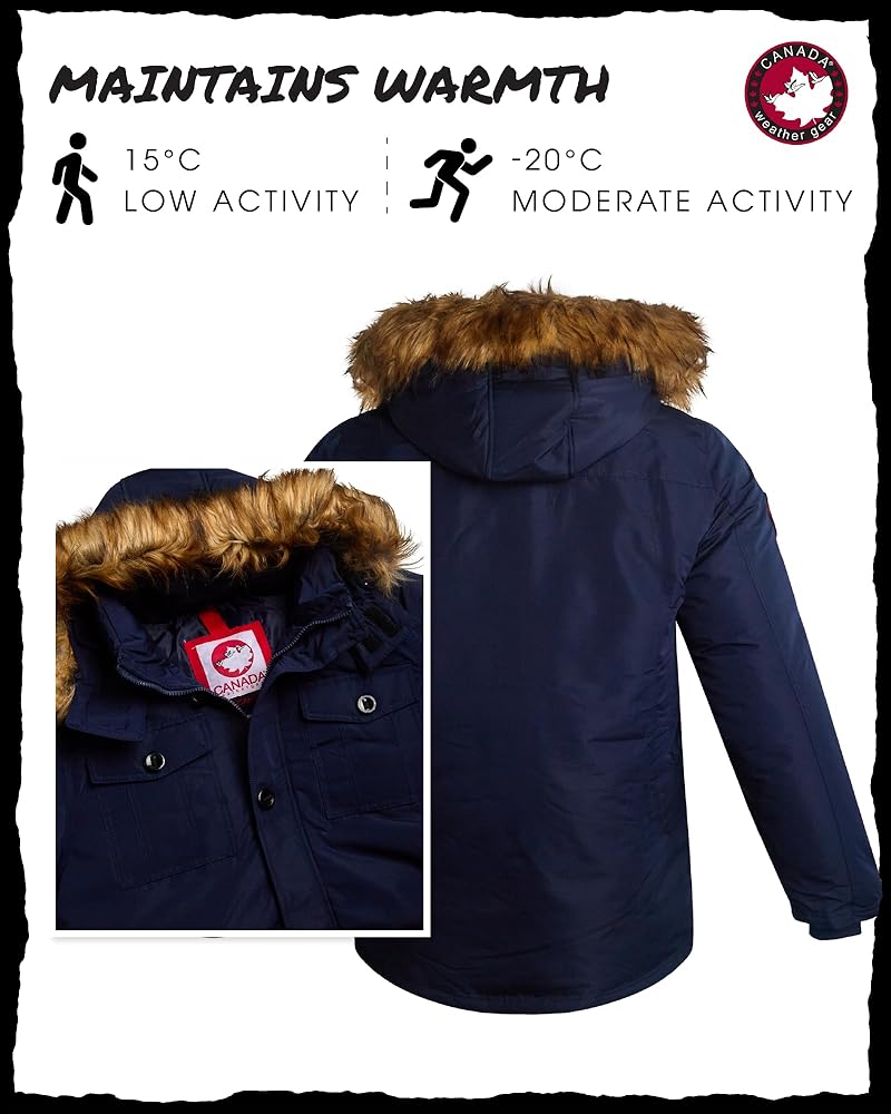 CANADA WEATHER GEAR Mens Parka Jacket - Heavyweight Insulated